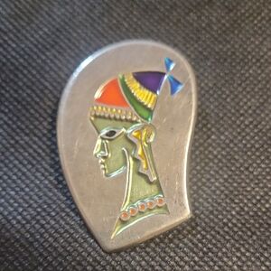 Silver and Multicolor Enamel Brooch